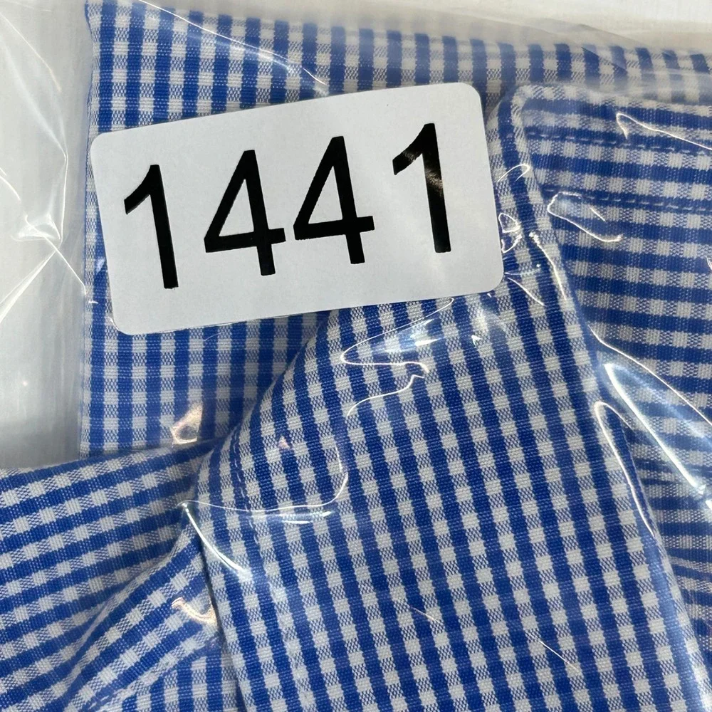 J. Crew Haberdashery Mens XL Blue Gingham 80s 2-Ply Cotton Button Down Shirt VTG